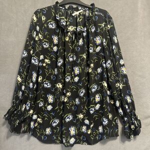 Violet + Claire Blouse Sheer Dark‎ Floral Top Plus Size 2X Office Career